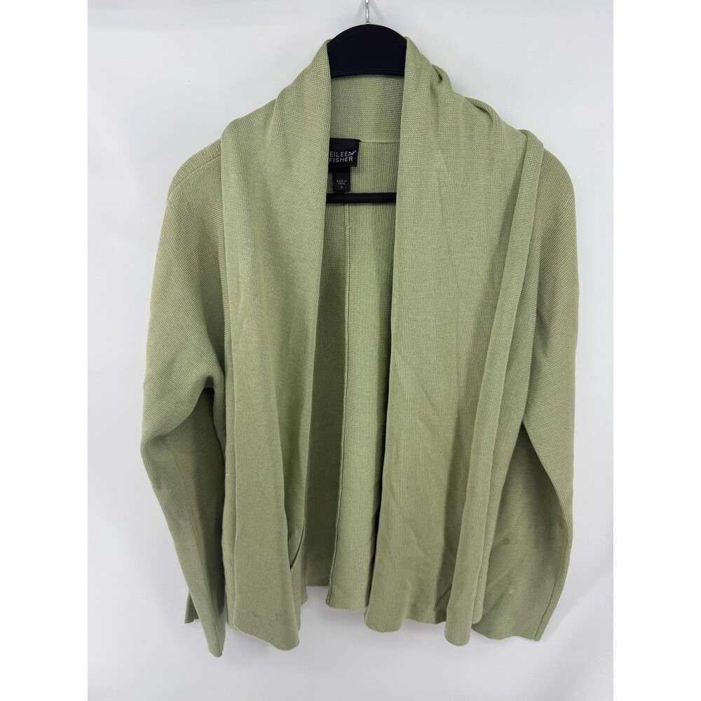 EILEEN FISHER Women Small Open Drape Cardigan in  Green